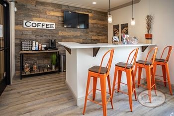 Resident lounge with complimentary coffee bar